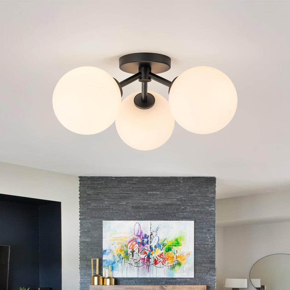 EDISLIVE Lueck 18.12 in. 3-Light Black Sputnik Semi Flush Mount