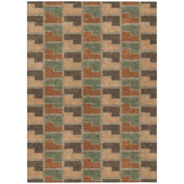 Chantille Machine Washable Indoor/Outdoor Abstract ACN2417 Paprika 10 ft. x 14 ft. Area Rug