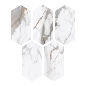 Hexagon Marble 4 in. x 8 in. Calacatta Gold Peel and Stick Backsplash Stone Composite Wall Tile 36-Tiles, 6.8 sq. ft.