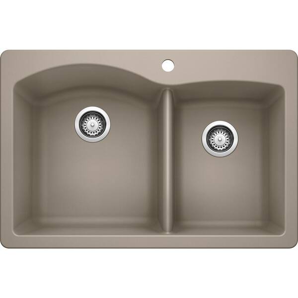 DIAMOND Dual Mount Granite Composite 33 in. 1-Hole 60/40 Double Bowl Kitchen Sink in Cafe Brown DIAMOND Dual Mount Granite Composite 33 in. 1-Hole 60/40 Double Bowl Kitchen Sink in Cafe Brown
