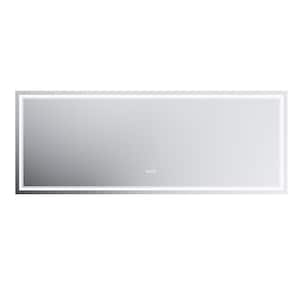 84 in. W x 32 in. H Rectangular Frameless Anti-Fog Wall Dimmable Backlit Dual LED Bathroom Vanity Mirror in Silver