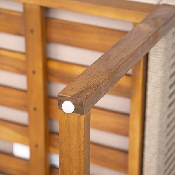 Acacia Wood Outdoor Dining Chairs, Patio Armchair with Handwoven