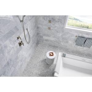 Carrara White Sliced Pebble 12 in. x 12 in. x 10mm Textured Marble Mesh-Mounted Mosaic Tile (9.7 sq. ft./Case)