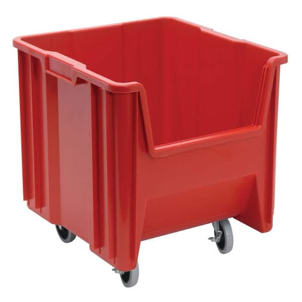 QUANTUM STORAGE SYSTEMS Heavy-Duty Giant Stack Mobile 16-Gal. Storage Tote in Red (2-Pack)