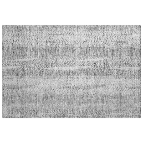 Dream Shag Premium Machine Washable Abstract ADS694 Silver 3 ft. x 4 ft. Area Rug