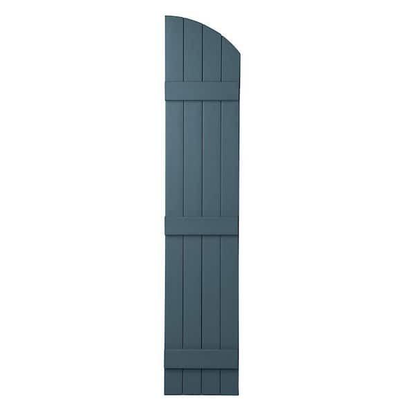 Ply Gem 15 in. x 73 in. Polypropylene Plastic Arch Top Closed Board and Batten Shutters Pair in Coastal Blue