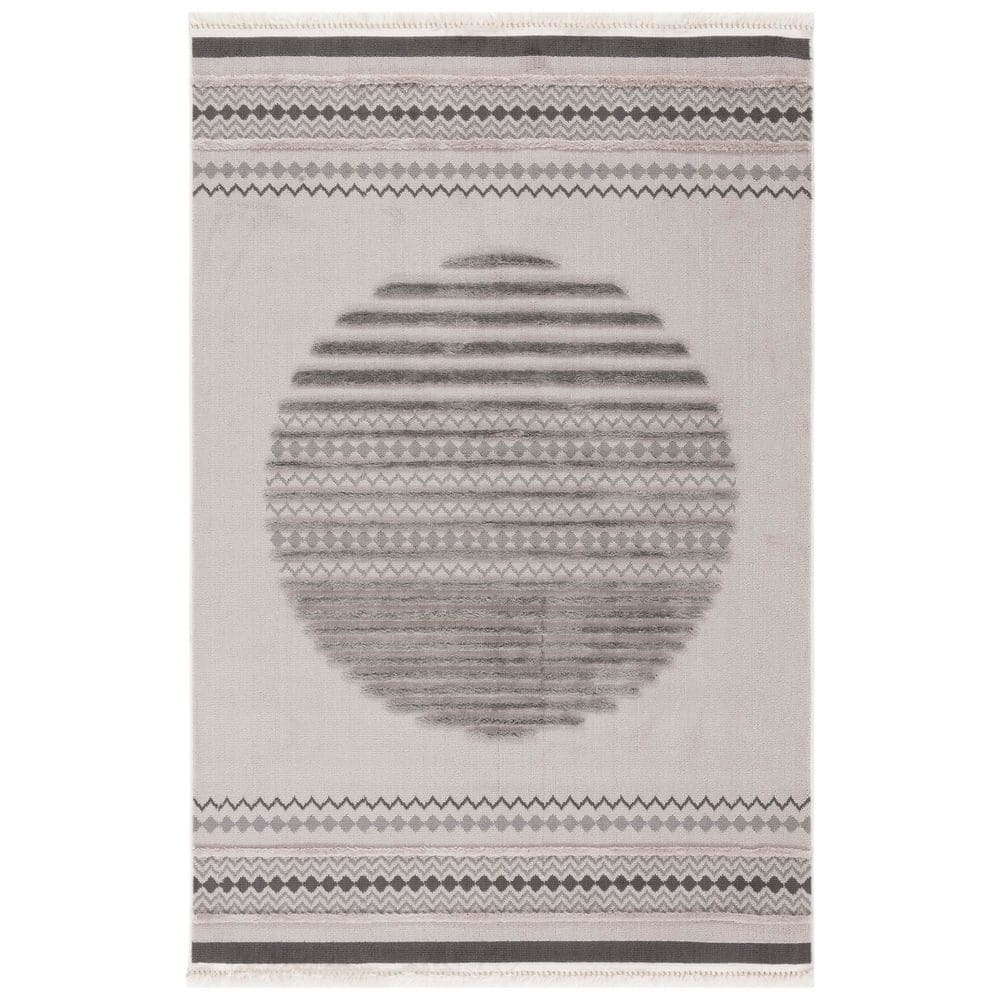 Urban 4 ft. x 6 ft. Gray/Light Gray Border High-Low Striped Area Rug price history on PriceWatchPro