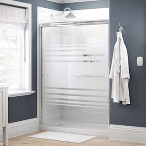 Simplicity 60 in. x 70 in. Semi-Frameless Traditional Sliding Shower Door in Chrome with Transition Glass
