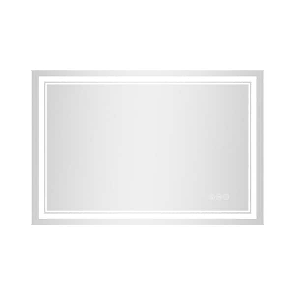 LuxHomez 36 in. W x 60 in. H Rectangular Frameless Anti-Fog Front And Backlit LED Wall Mirror Bathroom Vanity Mirror