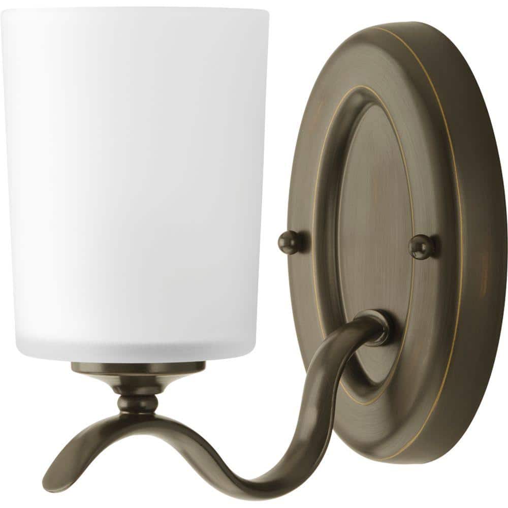 Inspire Collection 1-Light Antique Bronze Etched Glass Traditional Bathroom