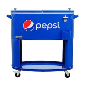 Permasteel 80QT Sporty Oval Shape Rolling Cooler with Pepsi Logo in Blue