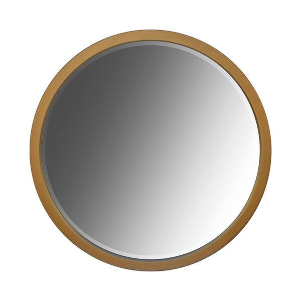 Aoibox 32 in. W x 32 in. H Round Wooden Frame Floating Wall Mirror in