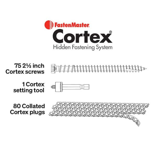 FastenMaster Collated Cortex Hidden Fastening System for Fiberon ArmorGuard Decking - 2-1/2 in. screws & plugs in Aspen Gray (50 LF)
