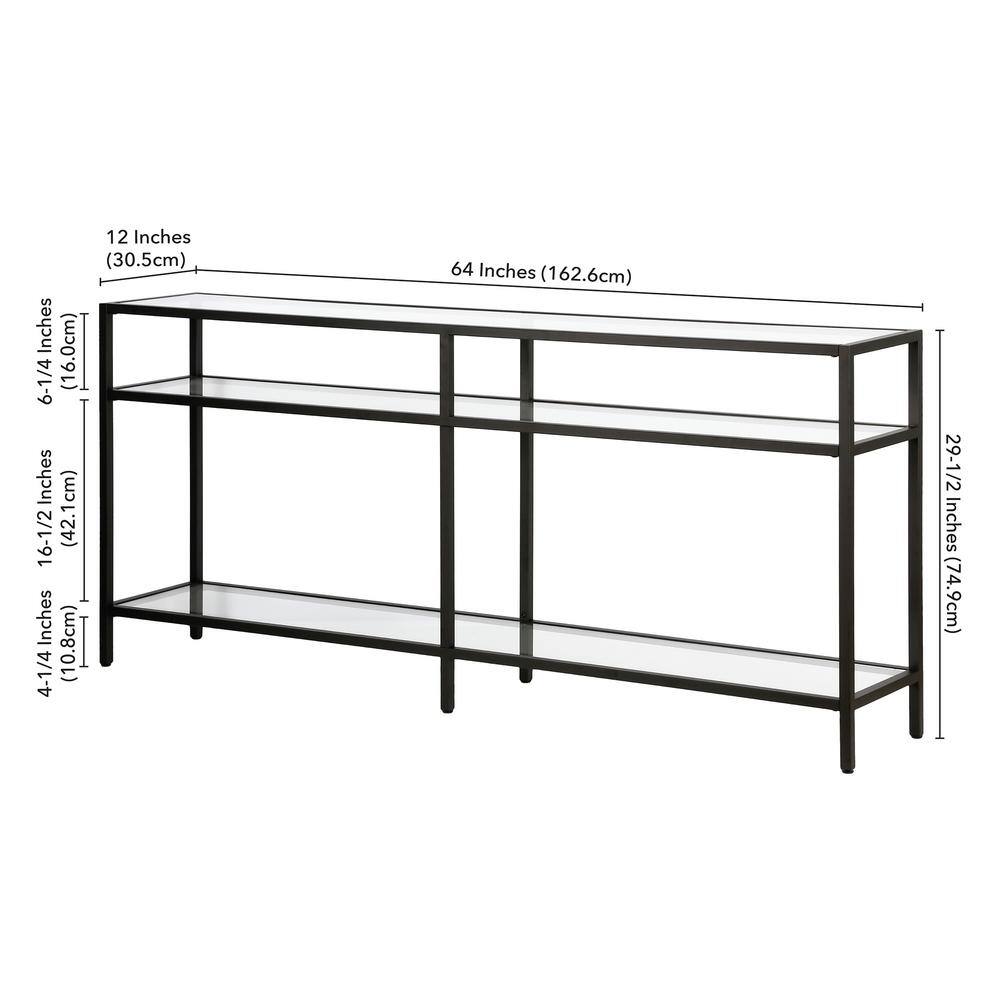 Modern Industrial 64" Blackened Bronze Console Table with Storage