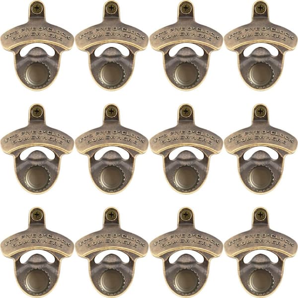 12-Piece Bulk Magnetic Beer Bottle Opener Wall Mounted, Old Fashion Bronze Wall Hanging Beer Cap Opener