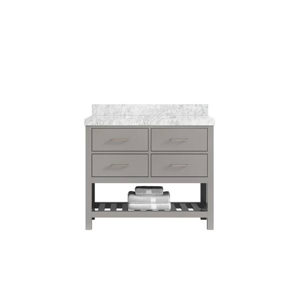 Willow Collections Parker 42 in. W x 22 in. D x 36 in. H Bath Vanity in Elephant Gray with 2 in. Carrara Marble Top