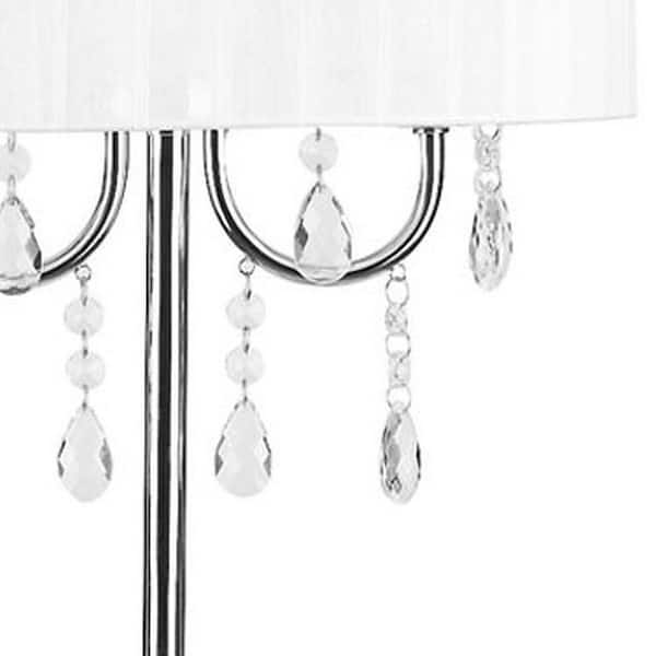 23 in. Chrome Table Lamp with White Chandelier Style Shade 19519 
