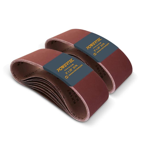 ‎POWERTEC 3 in. x 18 in. Sanding Belts Assortment, 4 Each of 40/80/120/240/400 Grits for Portable Belt Sander (20-Pack)
