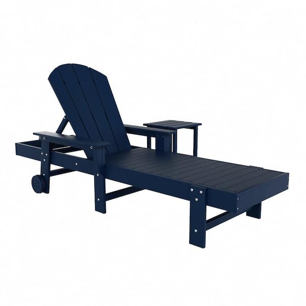 WESTIN OUTDOOR Laguna Navy Blue 2-Piece Fade Resistant Plastic Outdoor Adirondack Reclining Portable Chaise Lounge Armchair, Table Set