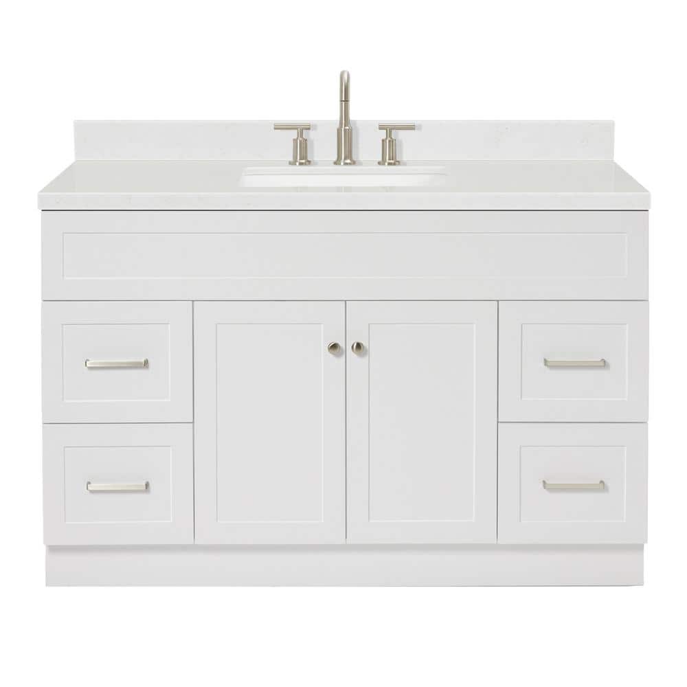Hamlet 54" White Quartz Top Single Basin Freestanding Vanity