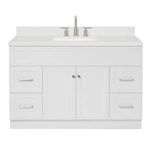 Hamlet 54.25 in. W x 22 in. D x 36 in. H Single Sink Freestanding Bath Vanity in White with Carrara White Quartz Top