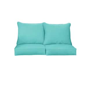 22.5 in. x 22.5 in. x 22 in. 4-Piece Deep Seating Indoor/Outdoor Loveseat Cushion in Sunbrella Canvas Aruba