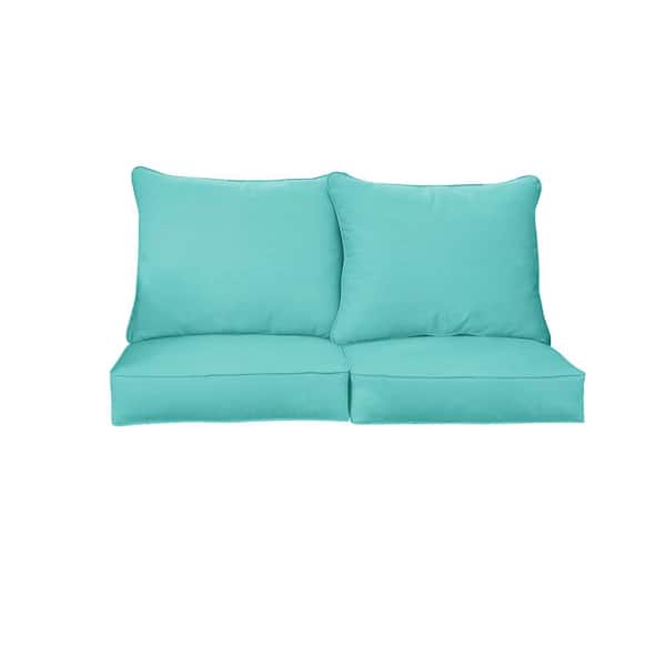 SORRA HOME 22.5 in. x 22.5 in. x 22 in. 4-Piece Deep Seating Indoor/Outdoor Loveseat Cushion in Sunbrella Canvas Aruba