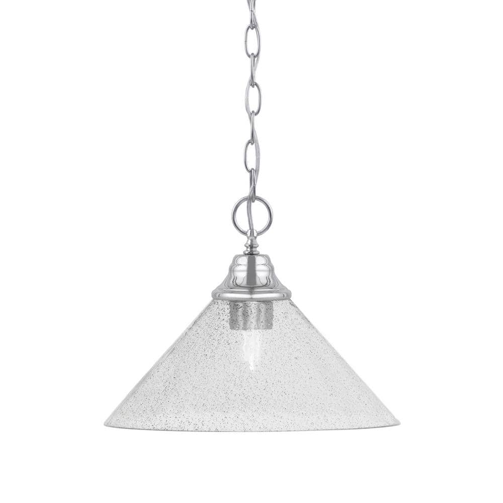 Kingston 100-Watt 1 Light Chrome Shaded Pendant Light with 12 in. Smoke Bub