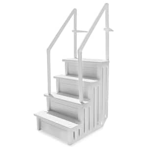 32 in. Plastic Pool Safety Ladder 4-Step Deck Stairs for Above Ground Pools
