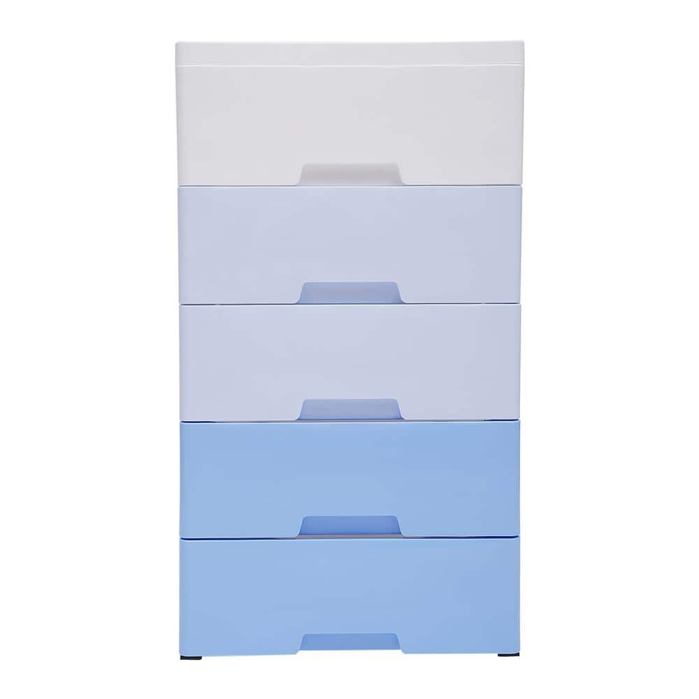 YIYIBYUS Gradient Blue Plastic Storage Cabinet with 5-Drawers and ...