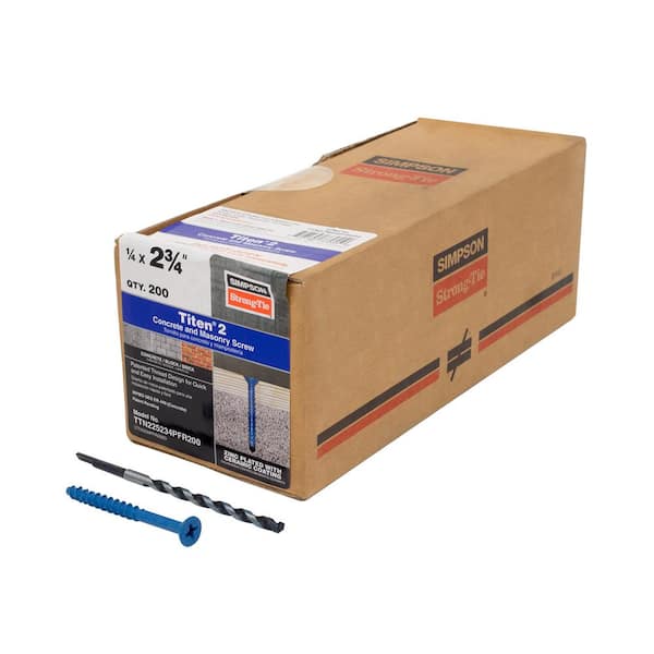 Simpson Strong-Tie Titen 1/4 in. x 2-3/4 in. Phillips Flat-Head Concrete and Masonry Screw, Blue (200-Pack)