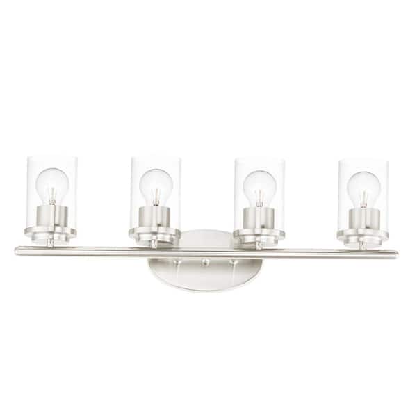 Corona 26.25 in. 4-Light Satin Nickel Bath Vanity Light
