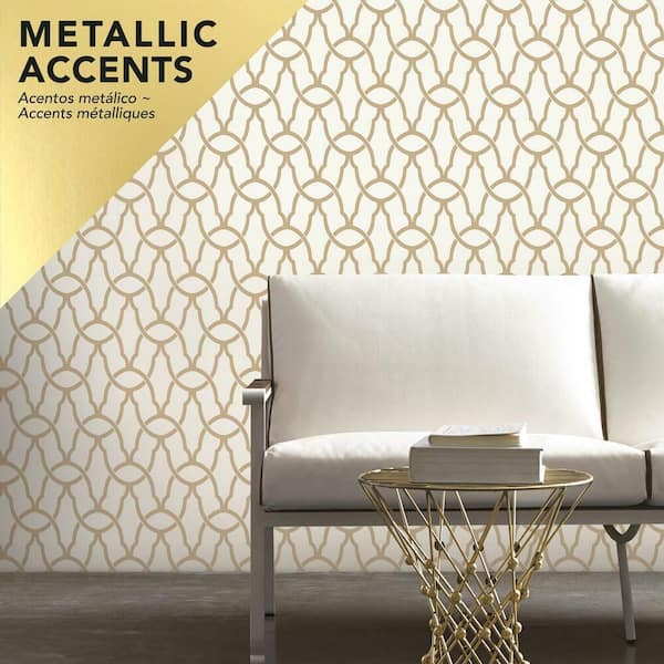 Trellis Gold Geometric Vinyl Peel & Stick Wallpaper Roll (Covers 28.18 Sq. Ft.)