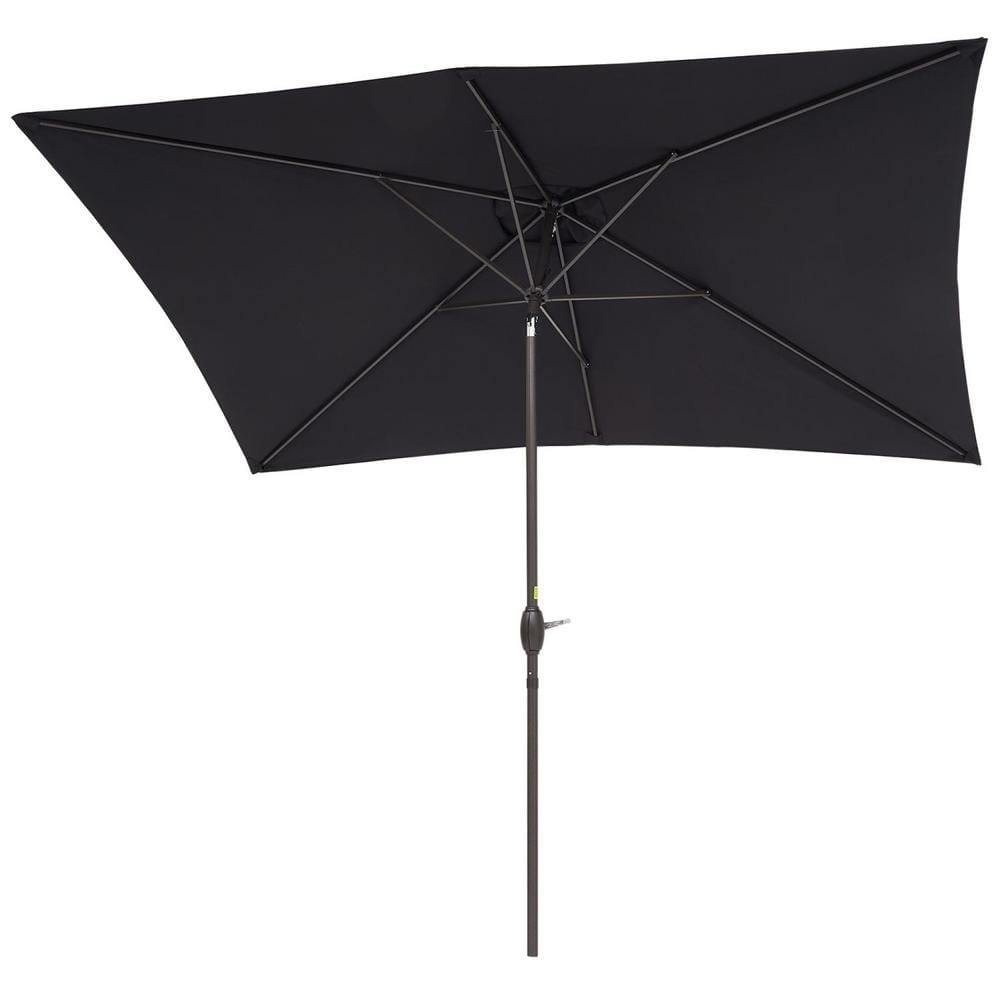 6.5 ft. x 10 ft. Steel Market Tilt Patio Umbrella in Black