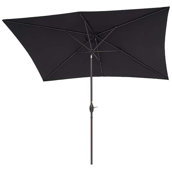 Unbranded 6.5 ft. x 10 ft. Steel Market Tilt Patio Umbrella in Black