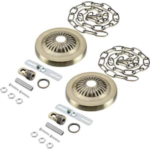 4-3/4 in. Dia with collar Loop and 1 in. Center Hole Antique Brass Finish Chandelier Fixture Canopy Kit (2-Pack)