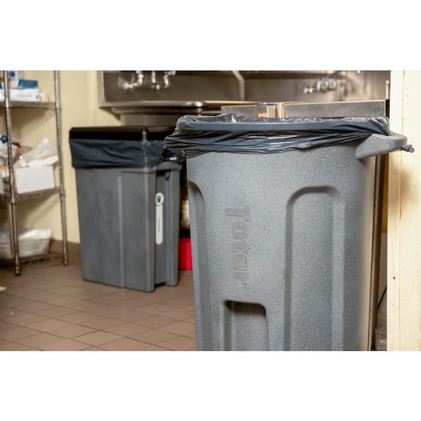 Toter 32 Gal. Round Trash Can with Lift Handle Dark Gray Granite