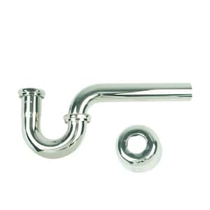 Brass P-Trap Assembly with Box Escutcheon and 1-1/4 in. O.D. J-Bend in Polished Nickel