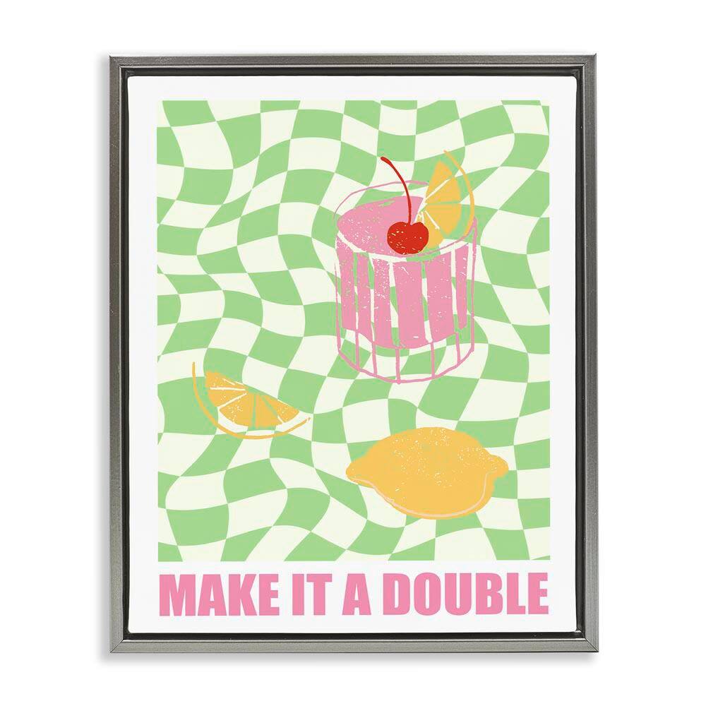 Checkered Make It A Double by House of Lulu Gray Floater Frame Food Graphic Art Print 31 in. x 25 in. price history on PriceWatchPro