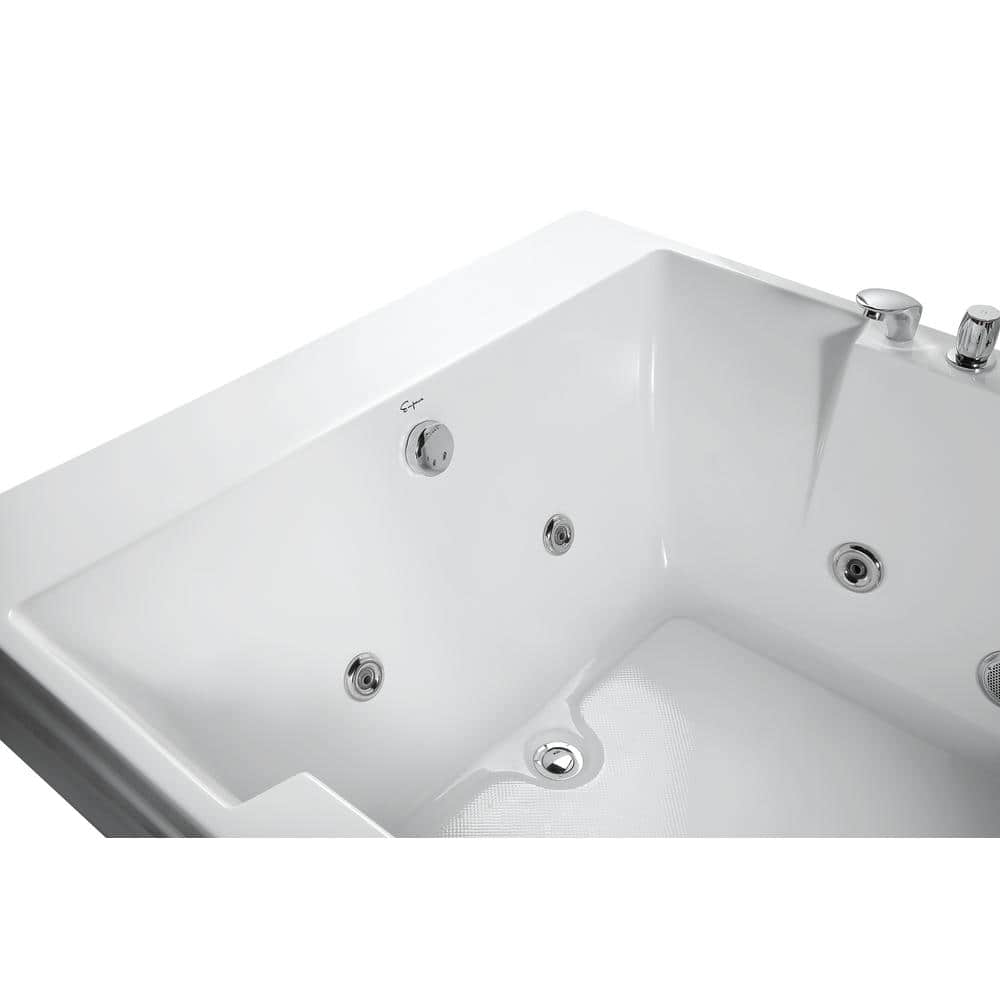Modern White Acrylic 72'' x 48'' Alcove Whirlpool Bathtub