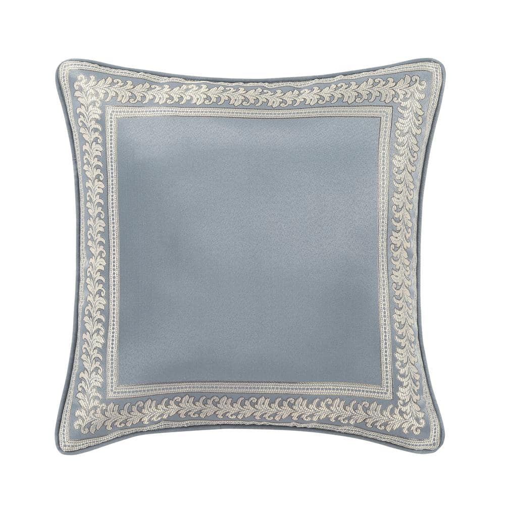 Lorenzo Blue Polyester Damask 18 Square Decorative Throw Pillow 18 In. L