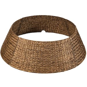 42 in. Chestnut Woven Hyacinth Christmas Cellulose Tree Collar with Cord Cut-Out