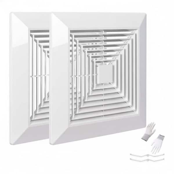 Bathroom Exhaust Fan Cover White Plastic Spring Grille Square Ceiling Ventilation Quick Disassembly 2 Piece