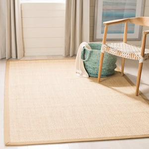 Natural Fiber Maize/Linen 4 ft. x 4 ft. Square Border Area Rug