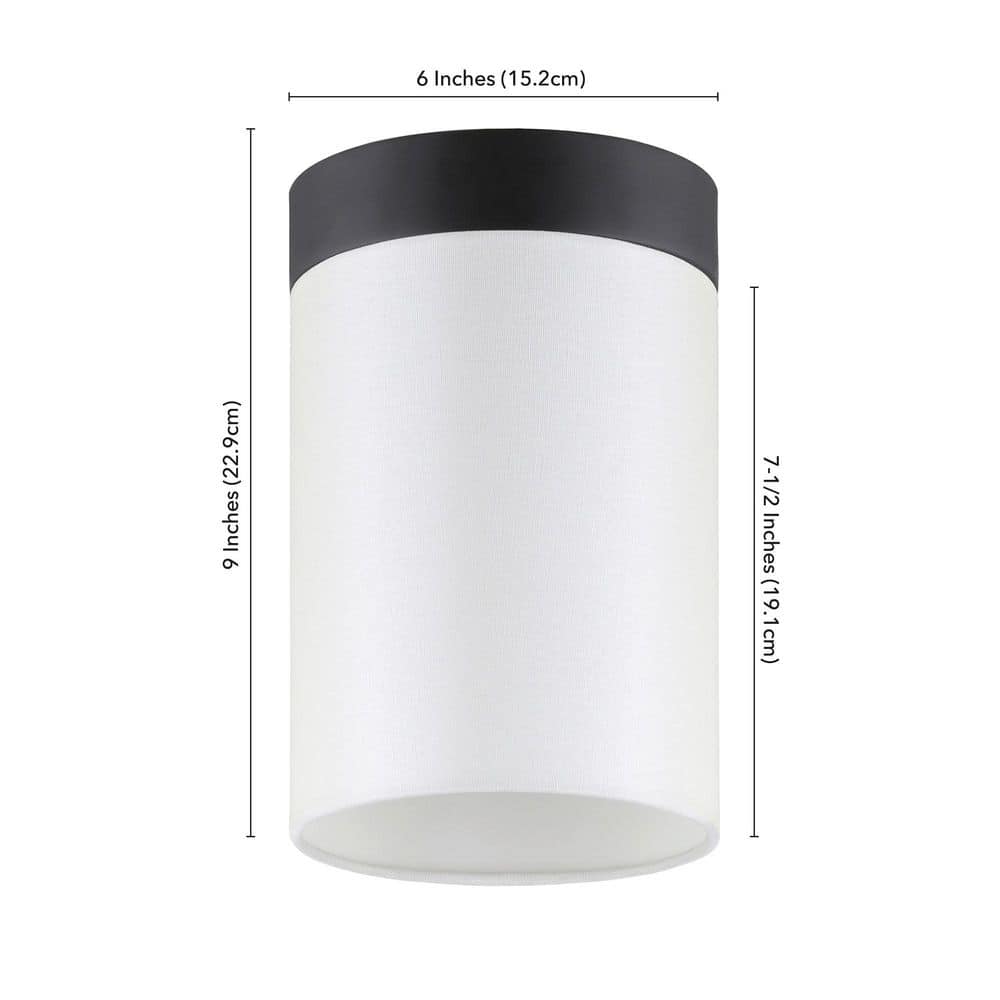 Luxe 6" Blackened Bronze Flush Mount with Linen Shade