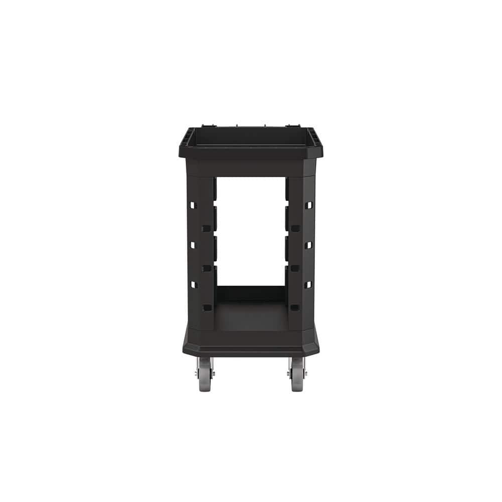 Heavy Duty Black Plastic Utility Cart with Polyurethane Wheels