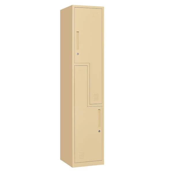 LISSIMO 2-Tier Metal Locker for Home, Dressing Room, 71 in. Steel L-Shape Storage Lockers with 2 Door for Employees