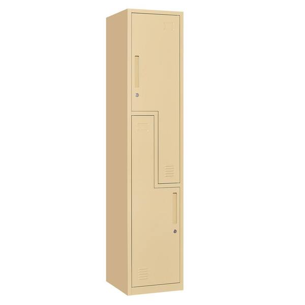 LISSIMO 2-Tier Metal Locker for Home, Dressing Room, 71 in. Steel L-Shape Storage Lockers with 2 Door for Employees