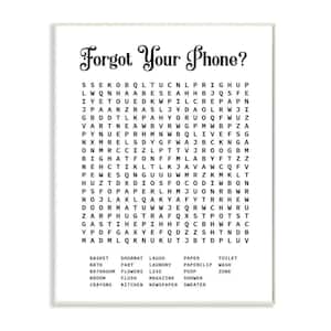 13 in. x 19 in. "Phone Crossword Puzzle Bathroom Word Design" by Lettered and LinedWood Abstract Wall Art