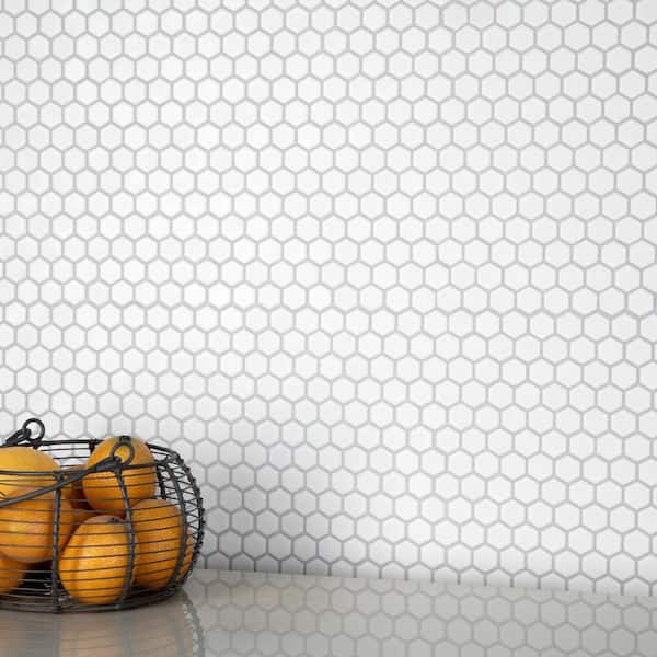 Colmena Hex Matte White 11-1/2 in. x 11-5/8 in. Porcelain Mosaic Tile (4.75 sq. ft. /Case)